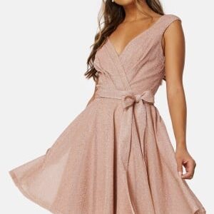 Goddiva Lurex Skater Dress Nude M (UK12)