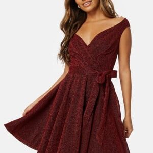 Goddiva Lurex Skater Dress Red XXL (UK18)