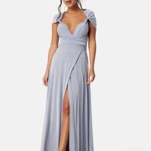 Goddiva Multi Tie Maxi Dress Split Light Blue S (UK10)