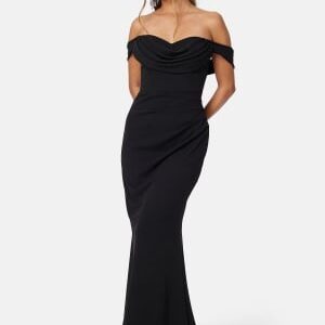 Goddiva Off Shoulder Maxi Dress Black XS (UK8)