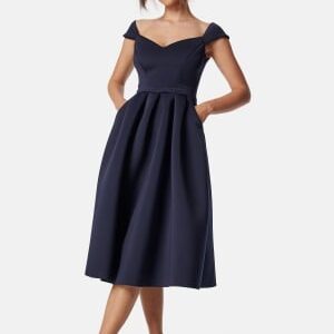 Goddiva Sweetheart Bardot Midi Dress Navy XL (UK16)