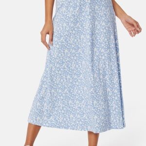 Happy Holly  Soft Midi Skirt Dusty blue/Floral 48/50