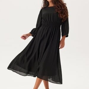 Happy Holly Balloon Sleeve Structured Midi Dress Black 36/38