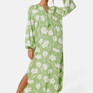 Happy Holly V-neck Raglan Viscose Dress Green/Patterned 36/38