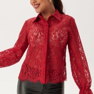 Happy Holly Buttoned Lace Shirt Dark red 36/38