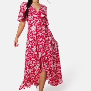 Happy Holly Ellinor long dress Coral red / Patterned 32/34