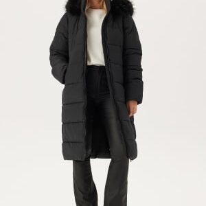 Happy Holly Hooded Padded Long Jacket Black 36/38