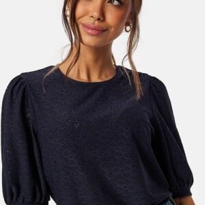 Happy Holly Broderie Anglaise Top Navy 44/46