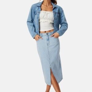 Happy Holly Denim Midi Slit Skirt Light blue 36