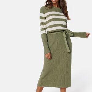 Happy Holly Striped O-neck  Knitted Dress Green/Striped 32/34