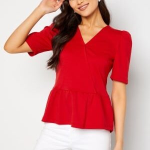 Happy Holly Madeleine peplum top Red 44/46