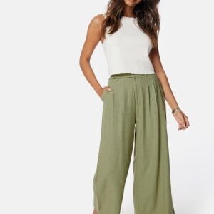 Happy Holly Nyla Linen Pants Khaki green 48/50