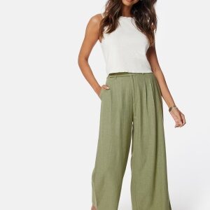 Happy Holly Nyla Linen Pants Khaki green 44/46