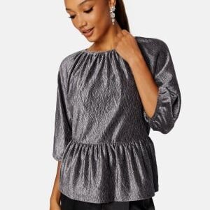 Happy Holly Perline puff sleeve top Silver 36/38