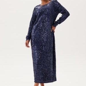 Happy Holly Sequin Long Midi Dress Midnight blue 36/38