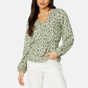 Happy Holly Serene wrap blouse Dusty green / Patterned 36/38