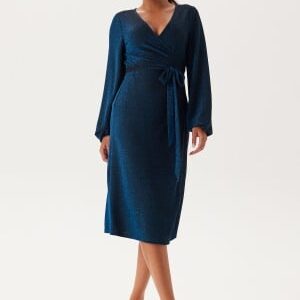 Happy Holly Sparkling Midi Wrap Dress Blue 32/34