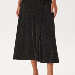 Happy Holly Sparkling Wrap Midi Skirt Black/Gold 36/38