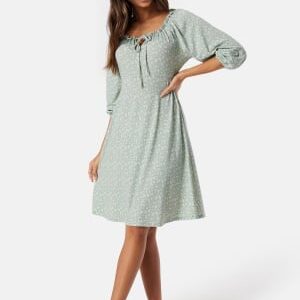 Happy Holly Soft Puff Sleeve Dress Green/Floral 40/42