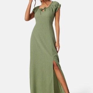 Happy Holly Structure Maxi Slit Dress Dusty green 40/42