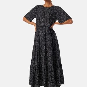 Happy Holly Tris Butterfly Sleeve Dress Black/Dotted 32/34