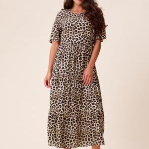 Happy Holly Tris Butterfly Sleeve Dress Leopard 36/38