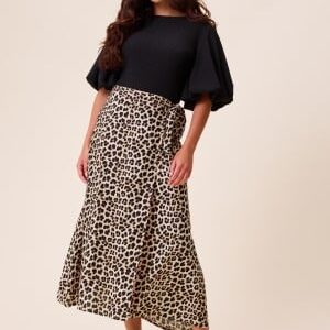 Happy Holly Viscose Midi Wrap Skirt Leopard 36/38