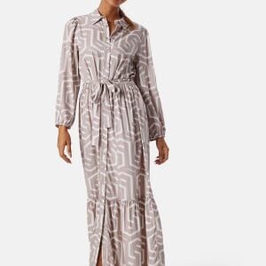 Happy Holly Viscose Shirt Dress Light nougat/Patterned 36/38