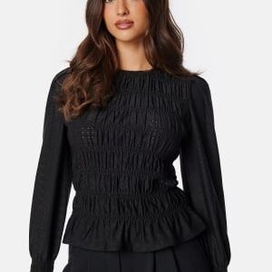 Happy Holly Long Sleeve Smock Top Black 36/38