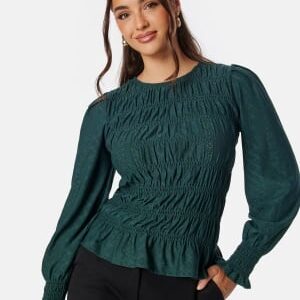 Happy Holly Long Sleeve Smock Top Dark green 40/42