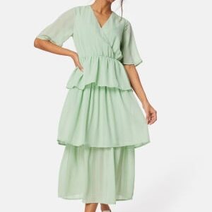 Happy Holly Butterfly Sleeve Flounce Dress Dusty green 36/38