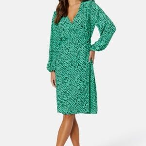 JDY Lillo LS Wrap Dress Kelly Green AOP:HEAR S