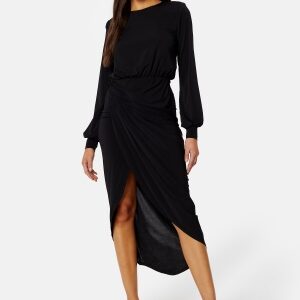 John Zack Balloon Sleeve Rouch Dress Black XXS (UK6)