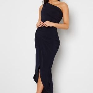 John Zack One Shoulder Rouch Dress Navy XS (UK8)