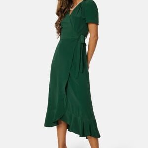 John Zack Short Sleeve Wrap Dress Green L (UK14)