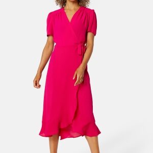 John Zack Short Sleeve Wrap Dress Hot Pink XXS (UK6)