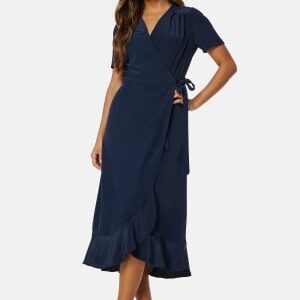 John Zack Short Sleeve Wrap Dress Navy XS (UK8)