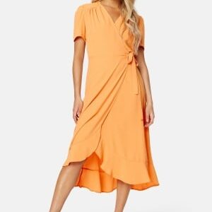 John Zack Short Sleeve Wrap Dress Orange L (UK14)