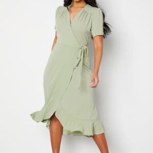 John Zack Short Sleeve Wrap Dress Sage Green M (UK12)