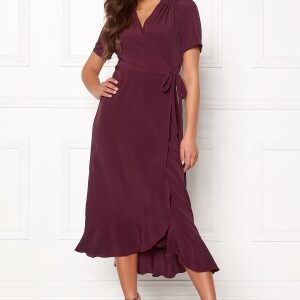 John Zack Short Sleeve Wrap Dress Wine XXS (UK6)