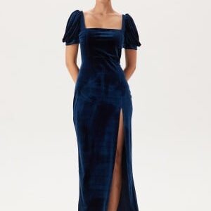 John Zack Velvet Puff Sleeve Maxi With S Navy XS (UK8)