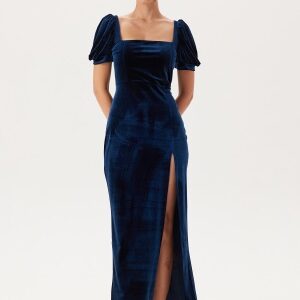 John Zack Velvet Puff Sleeve Maxi With S Navy XXS (UK6)