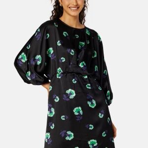 Object Collectors Item Agafia 3/4 Dress Black AOP:Fern green 38