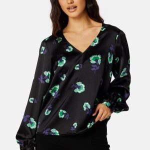 Object Collectors Item Agafia L/S Top Black AOP:Fern green 36