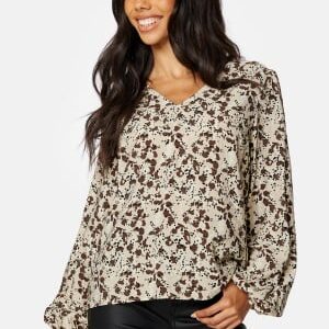 Object Collectors Item Leonora L/S V-Neck Top Sandshell AOP:ANIMAL 34