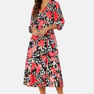 Object Collectors Item Limone L/S Midi Dress Hot Coral AOP:Flower 36