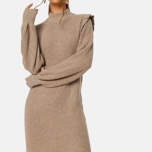 Object Collectors Item Malena L/S Ruffle Knit Dress Fossil Detail:MELANG XL