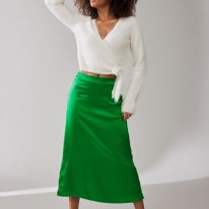 Object Collectors Item Naya HW Sateen Midi Skirt Fern Green 34