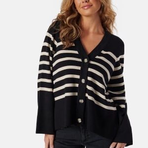 Object Collectors Item Objester L/S Cardigan Black Stripes:Sandshell S