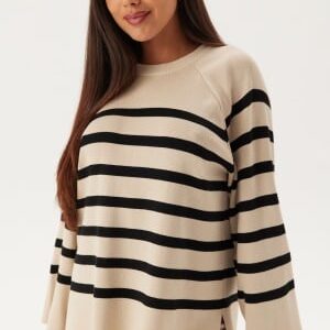 Object Collectors Item Objester LS Knit Top Sandshell Stripes:Black S